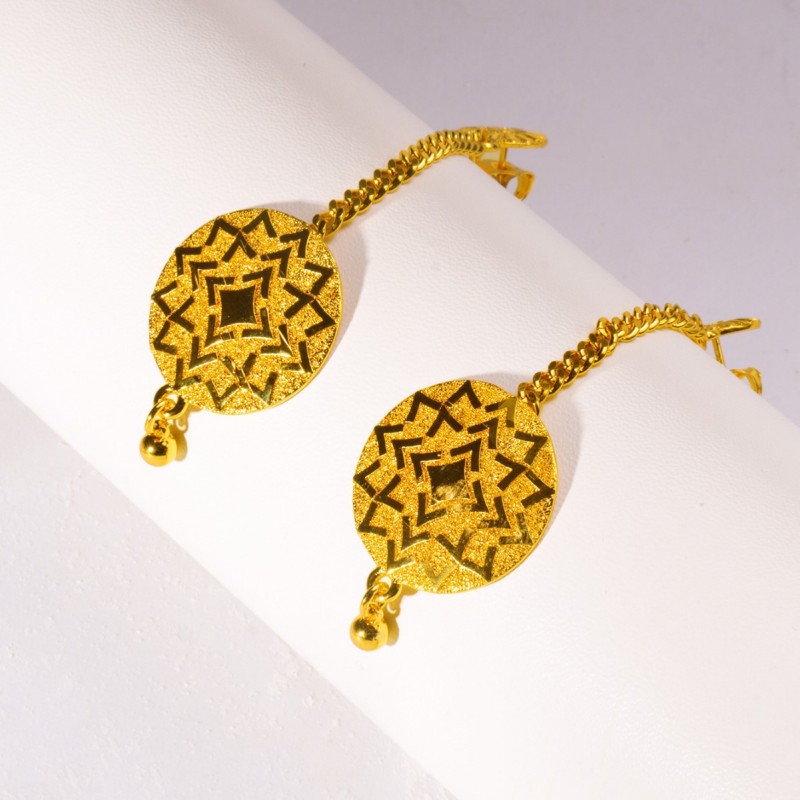 Tassel Long Brass Gold Plated Earrings for Women, Dubai Nigerian Jewelry Wholesale