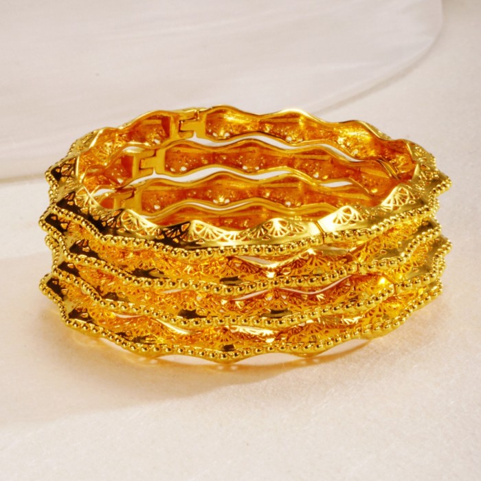 Gold Plated Bridal Bangle Bracelet for Women, Dubai Indian Jewelry Wholesale