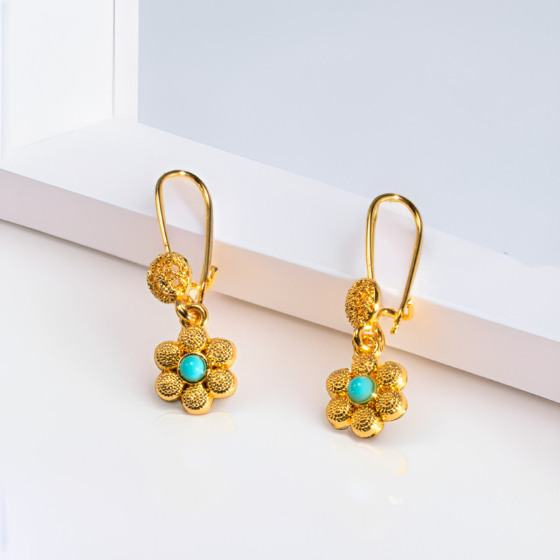 Flower Sand Gold Plated Earrings for Women, Dubai Middle East Niche Fashion Jewelry Wholesale