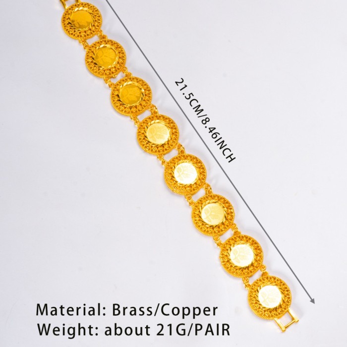 Rose Pattern Gold Plated Bracelet for Women, Dubai Middle East Fashion Jewelry Wholesale