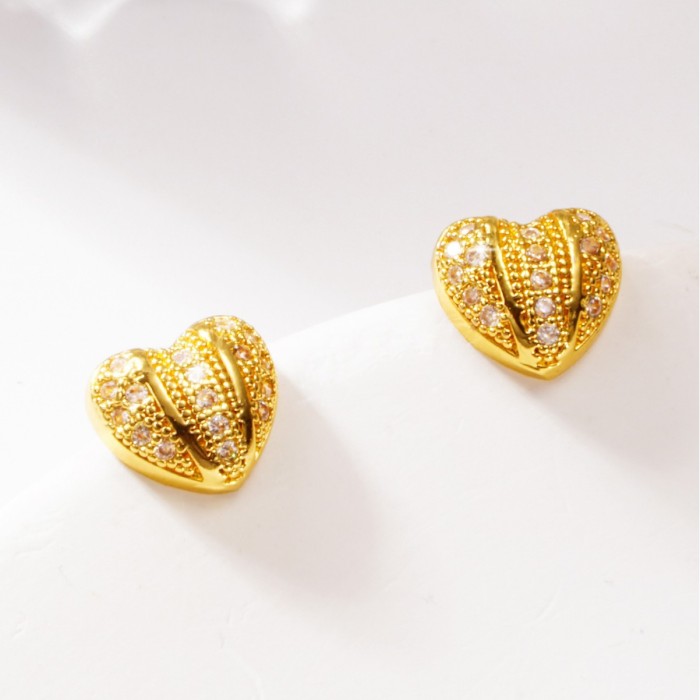 Heart Zircon Earrings for Women, Niche Versatile Jewelry Wholesale