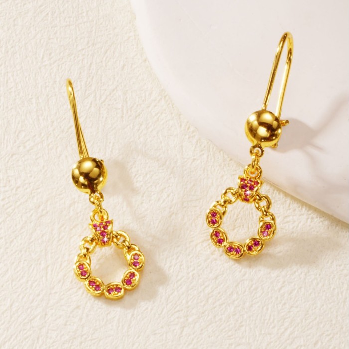 Hollow-Out Geometric Zircon Earrings for Women, Luxury Versatile Jewelry Wholesale