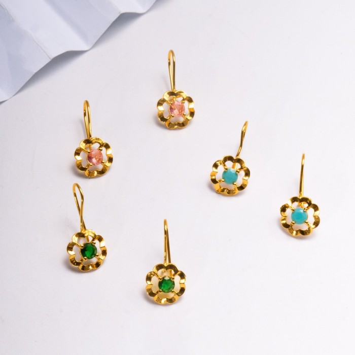Flower Gold Plated Earrings for Women, European Royal Minimalist Jewelry Wholesale