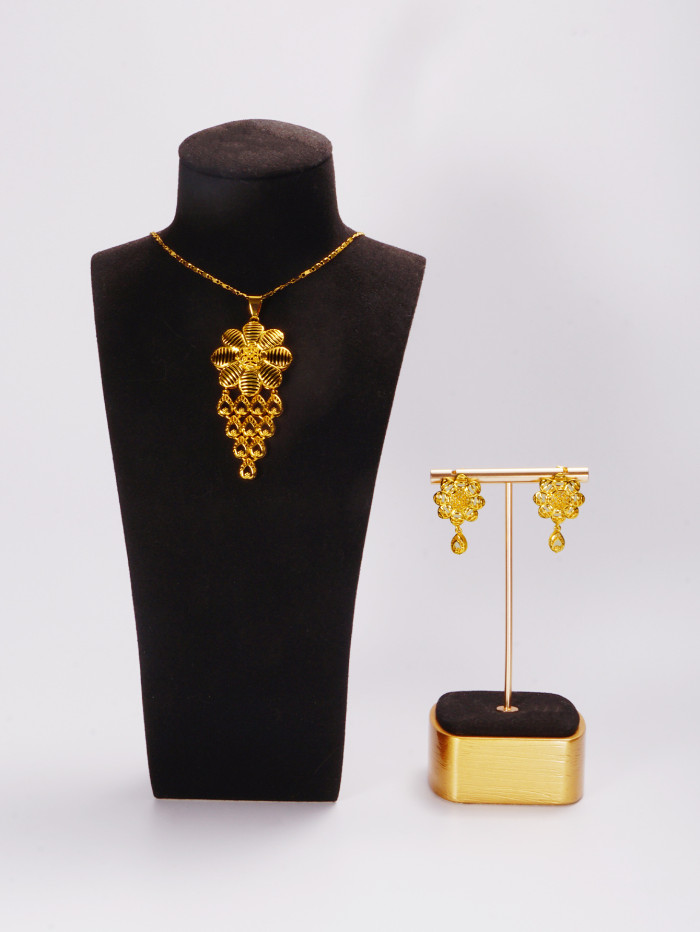 Tassel Brass Gold Plated Jewelry Set for Women, Dubai Indian Jewelry Wholesale