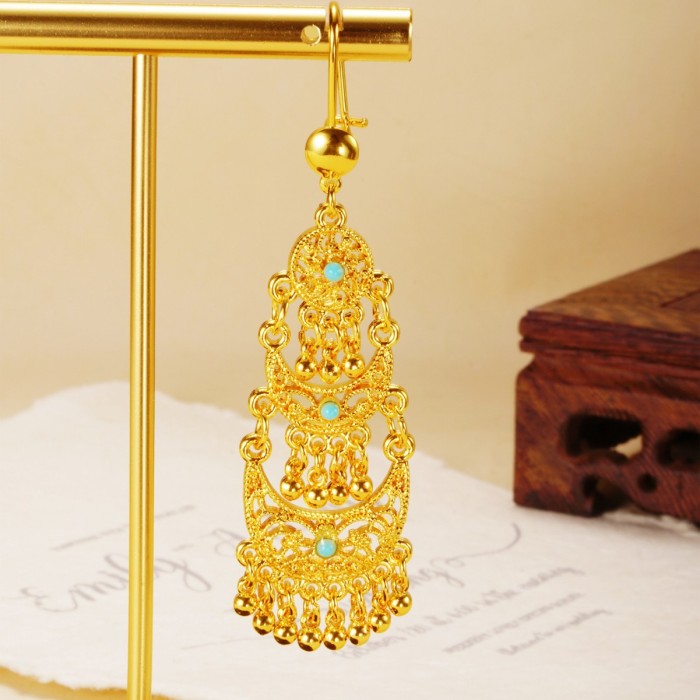 Gold Plated Earrings for Women, Saudi Middle East Luxury Versatile Jewelry Wholesale