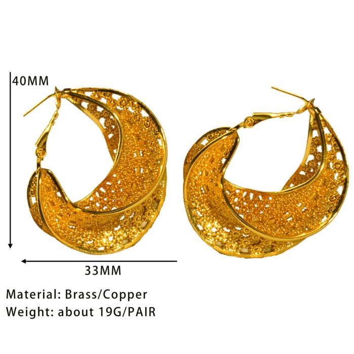 Geometric Gold Plated Earrings for Women, European Vintage French Jewelry Wholesale