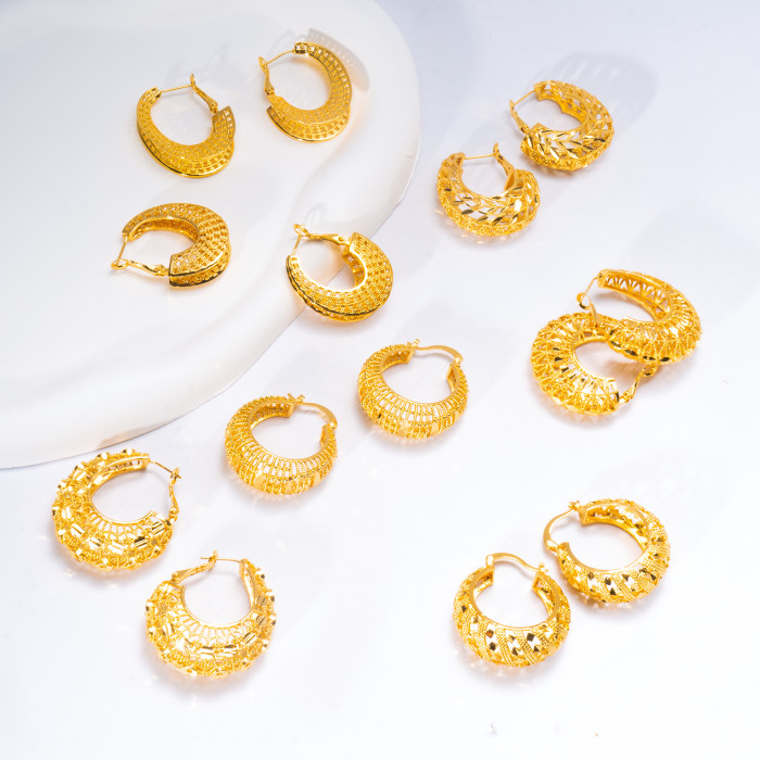 Gold Plated Earrings for Women, European Vintage Luxury Jewelry Wholesale