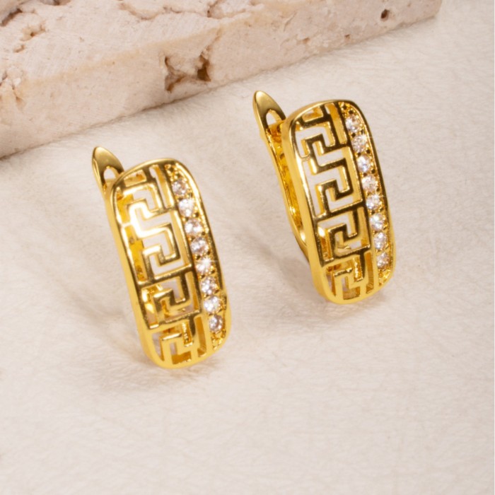 Geometric Zircon Earrings for Women, European Jewelry Wholesale