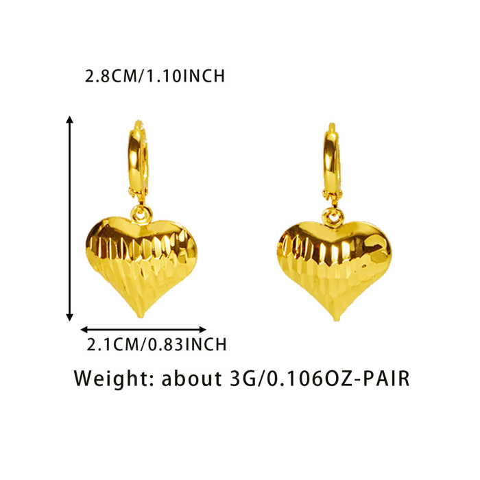 Heart Brass Gold Plated Earrings for Women, Middle East Luxury Jewelry Wholesale