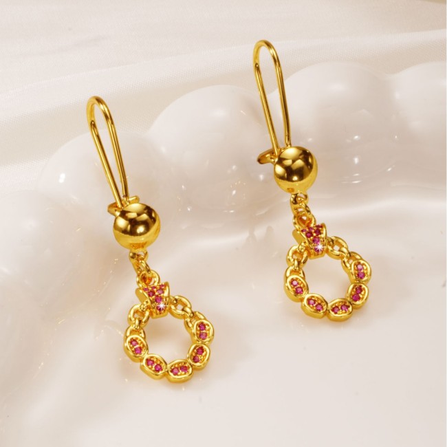 Hollow-Out Geometric Zircon Earrings for Women, Luxury Versatile Jewelry Wholesale