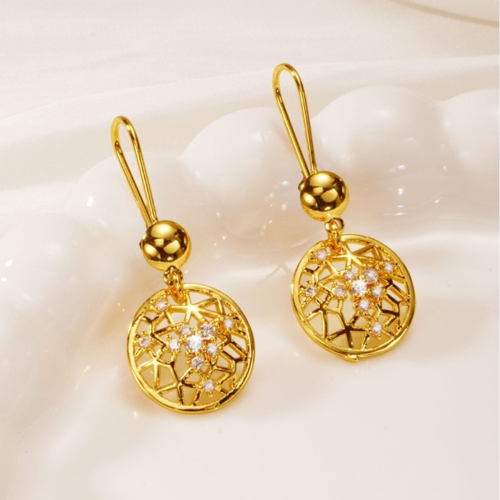 Hollow-Out Delicate Zircon Drop Earrings for Women, Fashion Premium Jewelry Wholesale