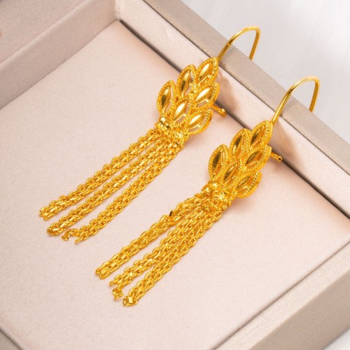 Tassel Leaf Gold Plated Earrings for Women, Bohemian Ethnic Jewelry Wholesale
