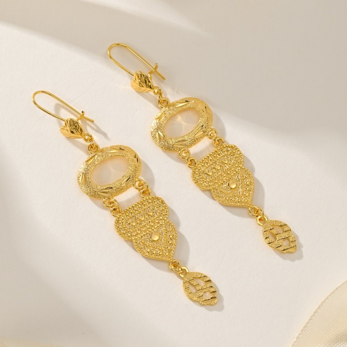 Gold Plated Bridal Earrings for Women, Dubai Middle East Jewelry Wholesale
