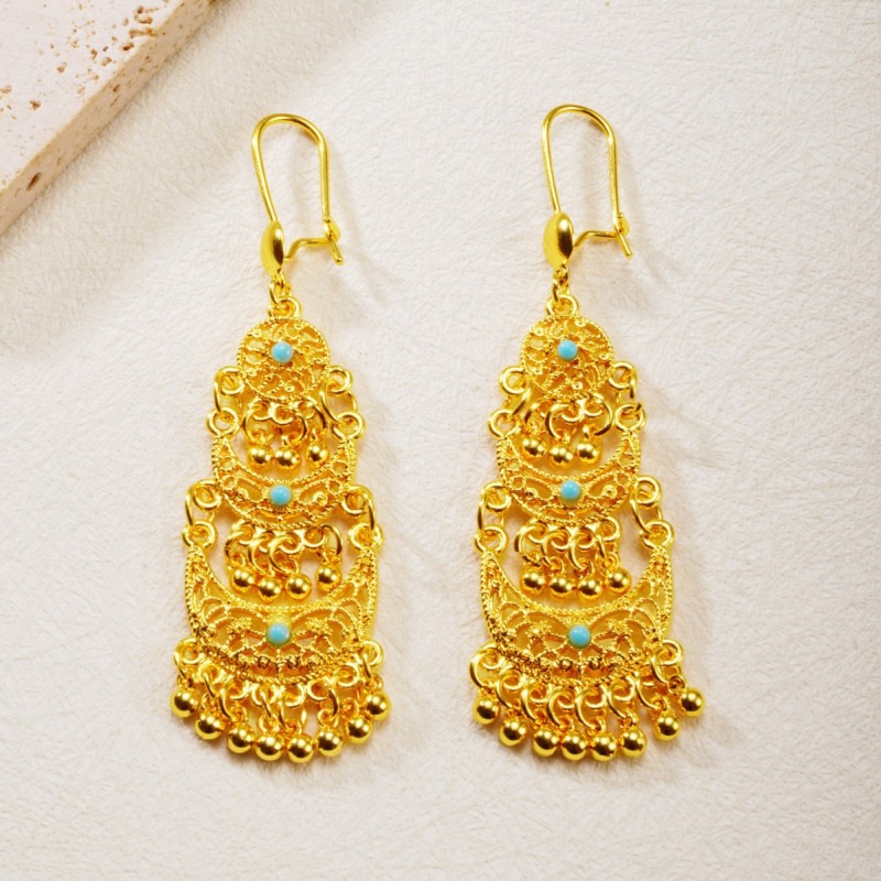 Gold Plated Earrings for Women, Saudi Middle East Luxury Versatile Jewelry Wholesale