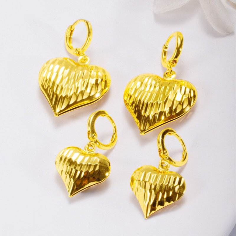 Heart Brass Gold Plated Earrings for Women, Middle East Luxury Jewelry Wholesale
