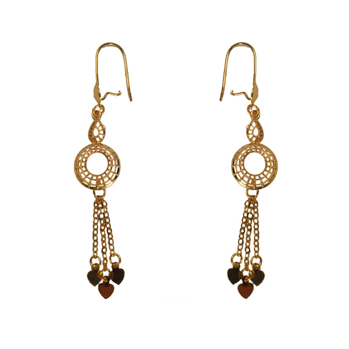 Tassel Brass Gold Plated Bridal Earrings for Women, Dubai Saudi Luxury Jewelry Wholesale