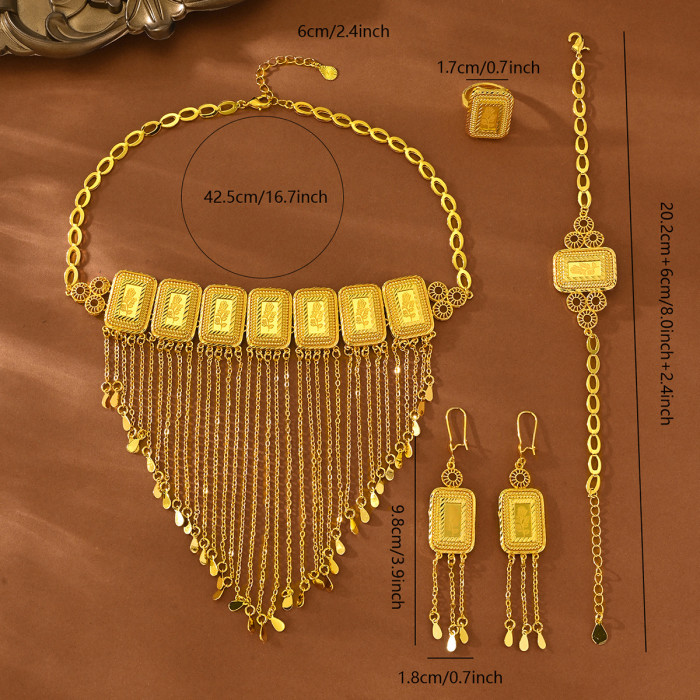 Rose Pattern Gold Plated Jewelry Set for Women, Middle East Jewelry Wholesale