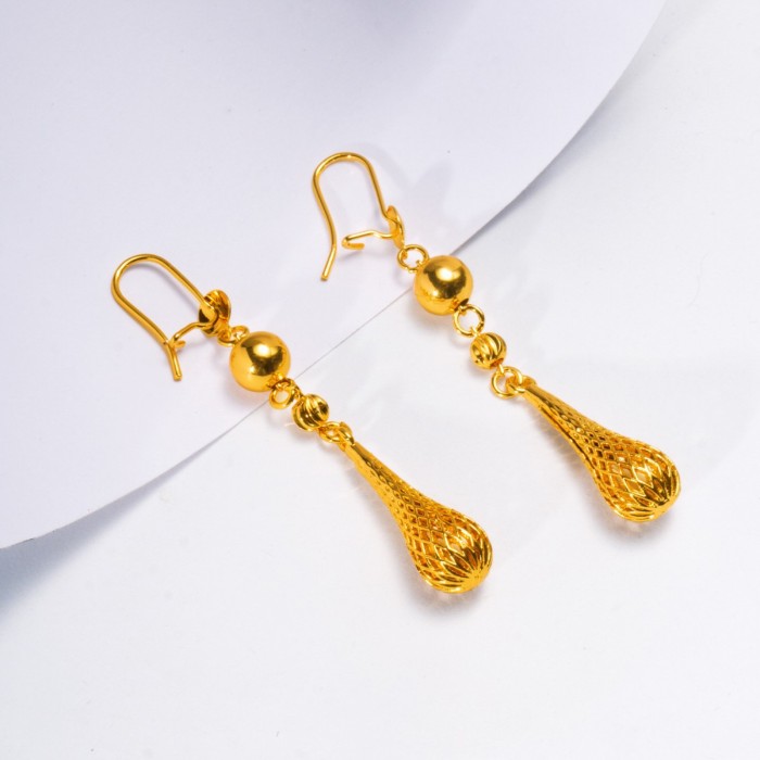 Tassel Water Drop Brass Gold Plated Earrings for Women, Dubai Vietnamese Premium Jewelry Wholesale
