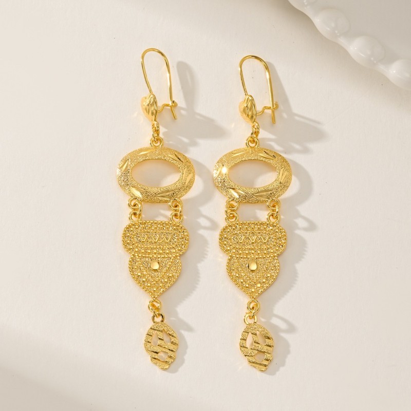 Gold Plated Bridal Earrings for Women, Dubai Middle East Jewelry Wholesale