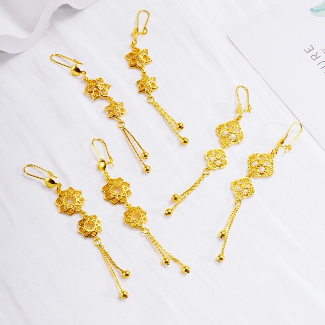 Tassel Brass Gold Plated Earrings for Women, Vietnamese Jewelry Wholesale