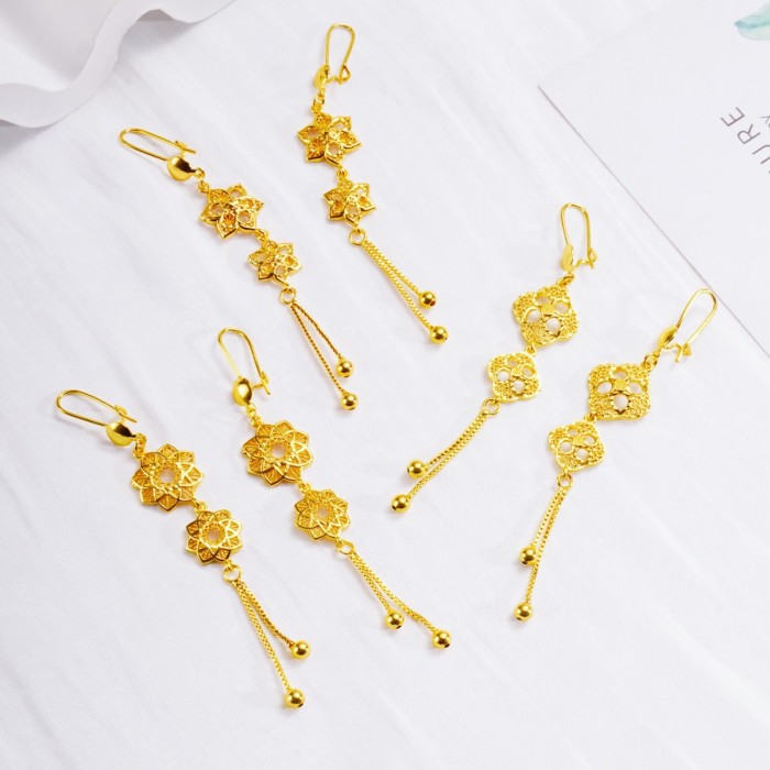 Tassel Brass Gold Plated Earrings for Women, Vietnamese Jewelry Wholesale