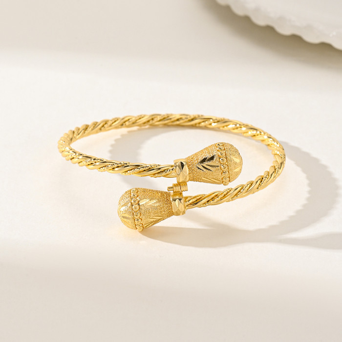 Open Cuff Gold Plated Bangle Bracelet for Women, Fashion Statement Jewelry Wholesale