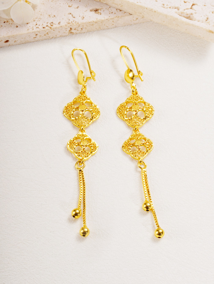 Tassel Brass Gold Plated Earrings for Women, Vietnamese Jewelry Wholesale