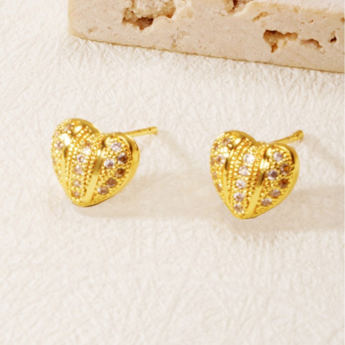 Heart Zircon Earrings for Women, Niche Versatile Jewelry Wholesale