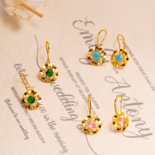 Flower Gold Plated Earrings for Women, European Royal Minimalist Jewelry Wholesale