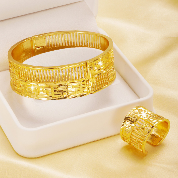 Twisted Rope Sand Gold Plated Bangle Bracelet for Women, Vietnamese Fashion Jewelry Wholesale
