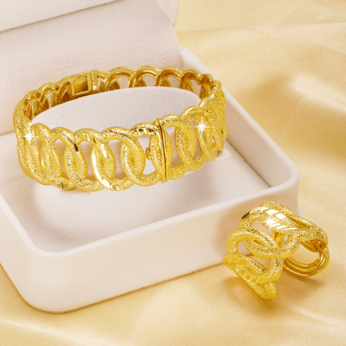 Twisted Rope Sand Gold Plated Bangle Bracelet for Women, Vietnamese Fashion Jewelry Wholesale