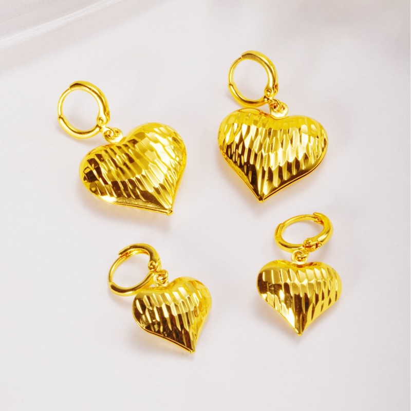 Heart Brass Gold Plated Earrings for Women, Middle East Luxury Jewelry Wholesale