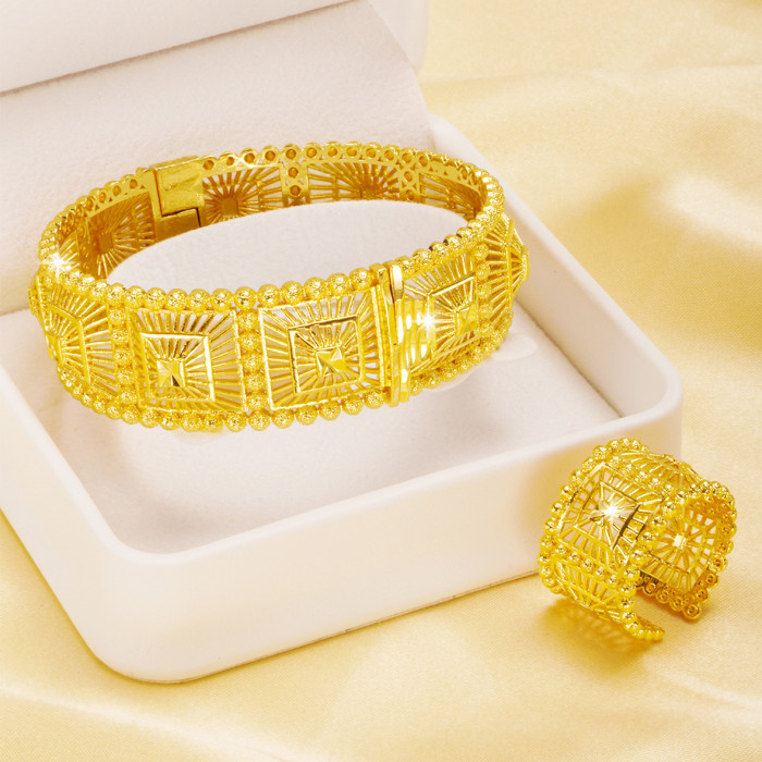 Twisted Rope Sand Gold Plated Bangle Bracelet for Women, Vietnamese Fashion Jewelry Wholesale