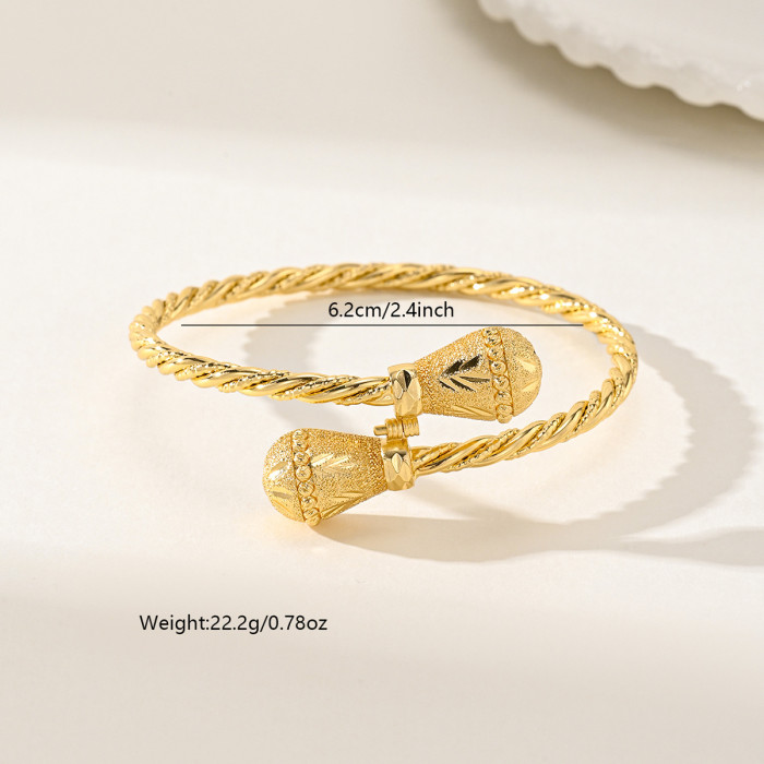 Open Cuff Gold Plated Bangle Bracelet for Women, Fashion Statement Jewelry Wholesale