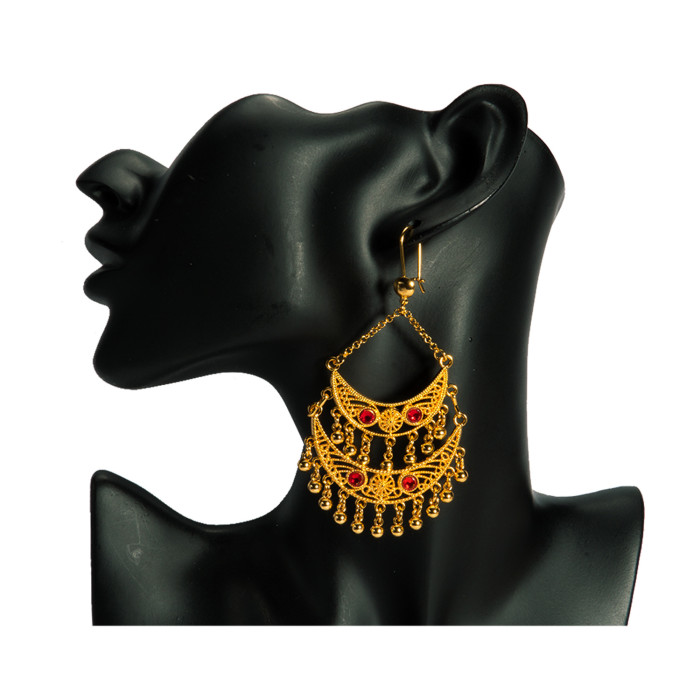Tassel Gold Plated Earrings for Women, Dubai Middle East Bohemian Ethnic Jewelry Wholesale