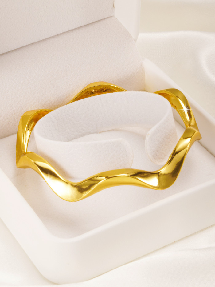 Brass Gold Plated Bangle Bracelet for Women, European Luxury Fashion Jewelry Wholesale