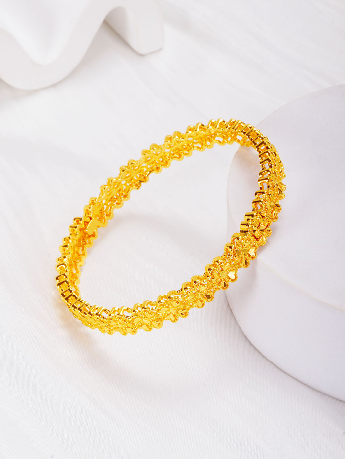 Sand Gold Plated Bridal Bangle Bracelet for Women, Dubai Nigerian Jewelry Wholesale