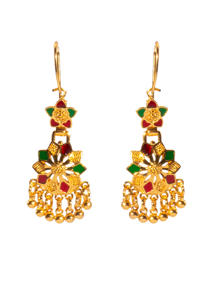 Tassel Gold Plated Bridal Earrings for Women, Nigerian Indian Ethnic Jewelry Wholesale