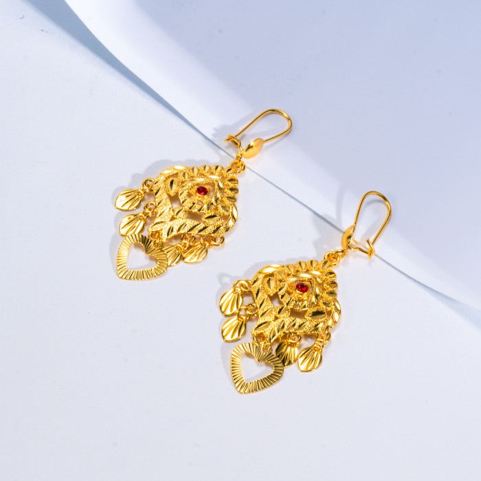 Gold Plated Bridal Earrings for Women, Nigerian Ethnic Vintage Jewelry Wholesale