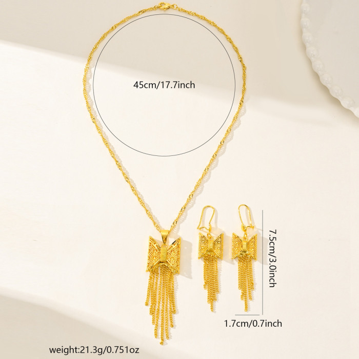 Tassel Flower Brass Gold Plated Jewelry Set for Women, Vietnamese Jewelry Wholesale