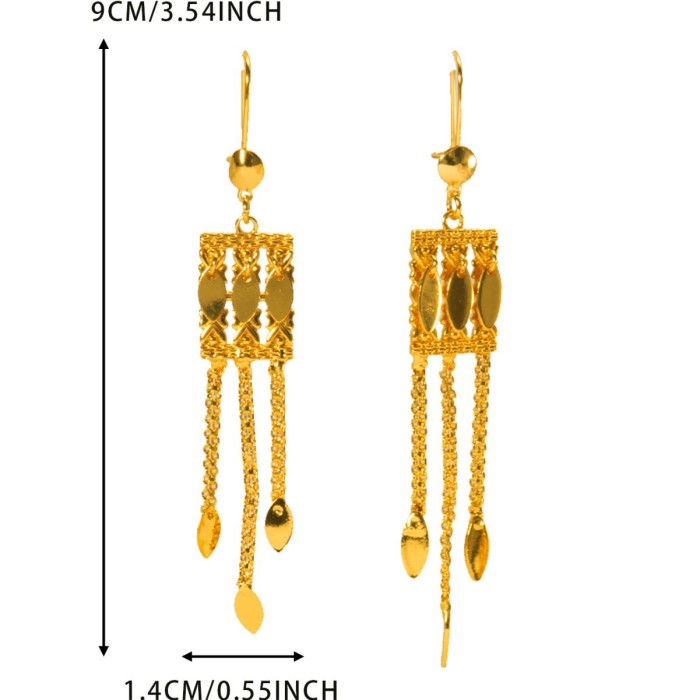 Tassel Hollow-Out Sand Gold Plated Earrings for Women, Vietnamese Jewelry Wholesale