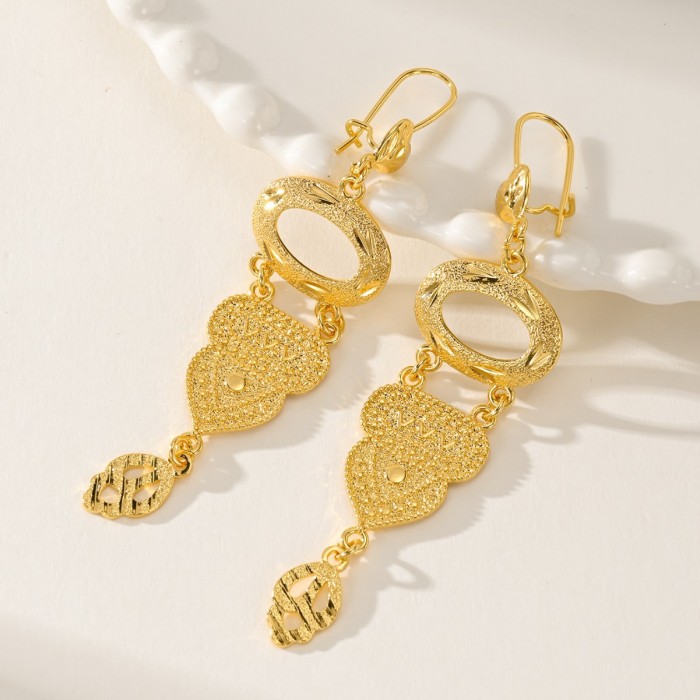 Gold Plated Bridal Earrings for Women, Dubai Middle East Jewelry Wholesale