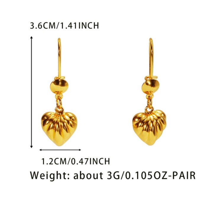 Heart Sand Gold Plated Earrings for Women, Vietnamese Jewelry Wholesale