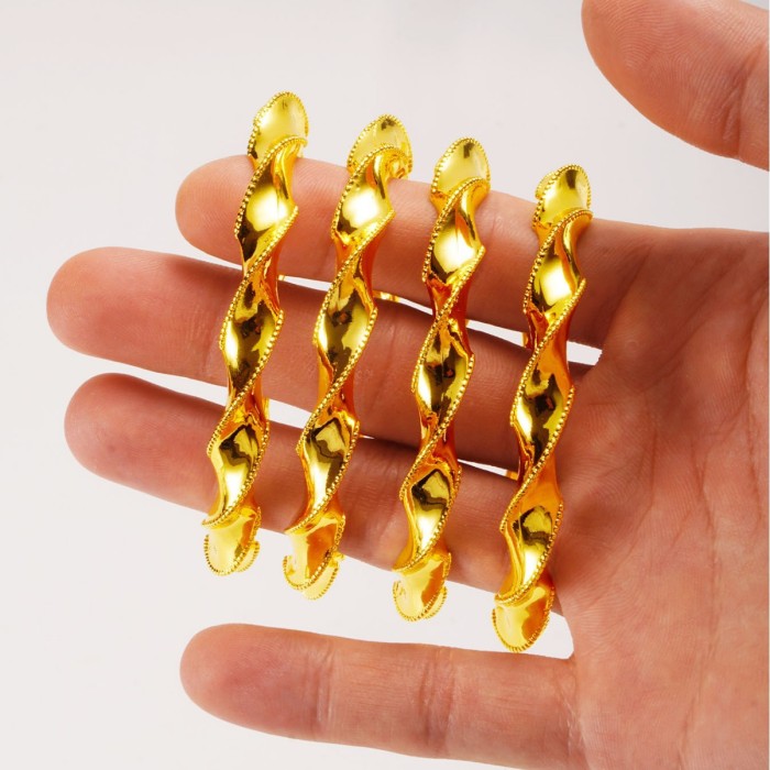 Sand Gold Plated Bridal Bangle Bracelet for Women, Dubai Nigerian Jewelry Wholesale