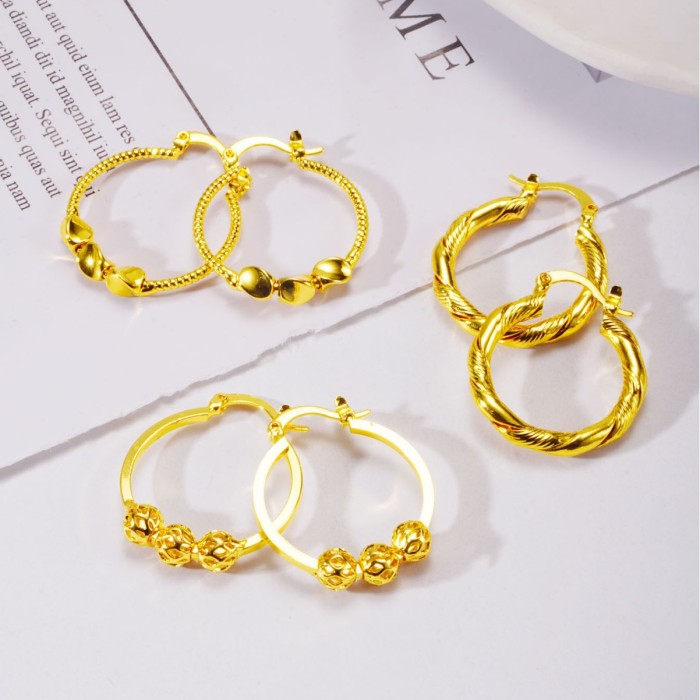 Geometric Brass Gold Plated Earrings for Women, Fashion Jewelry Wholesale