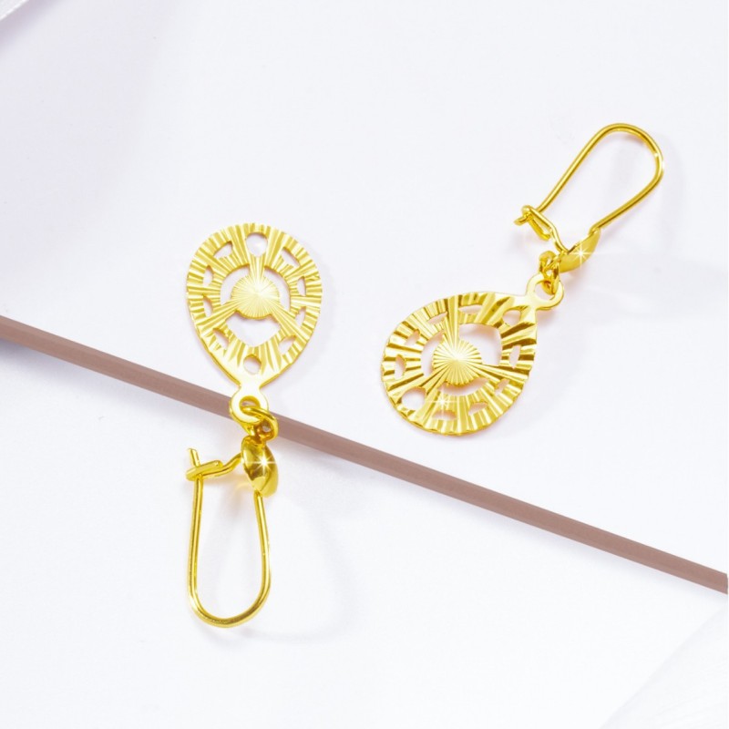 Water Drop Brass Gold Plated Earrings for Women, Dubai Middle East Ethnic Minimalist Jewelry Wholesale