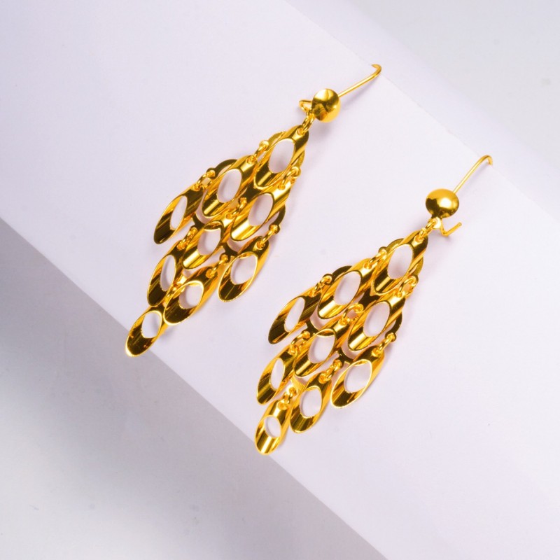 Tassel Long Gold Plated Earrings for Women, Elegant Premium Jewelry Wholesale