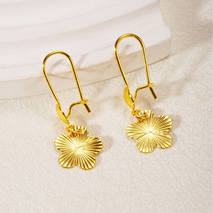 Brass Gold Plated Earrings for Women, European Vintage Elegant Jewelry Wholesale