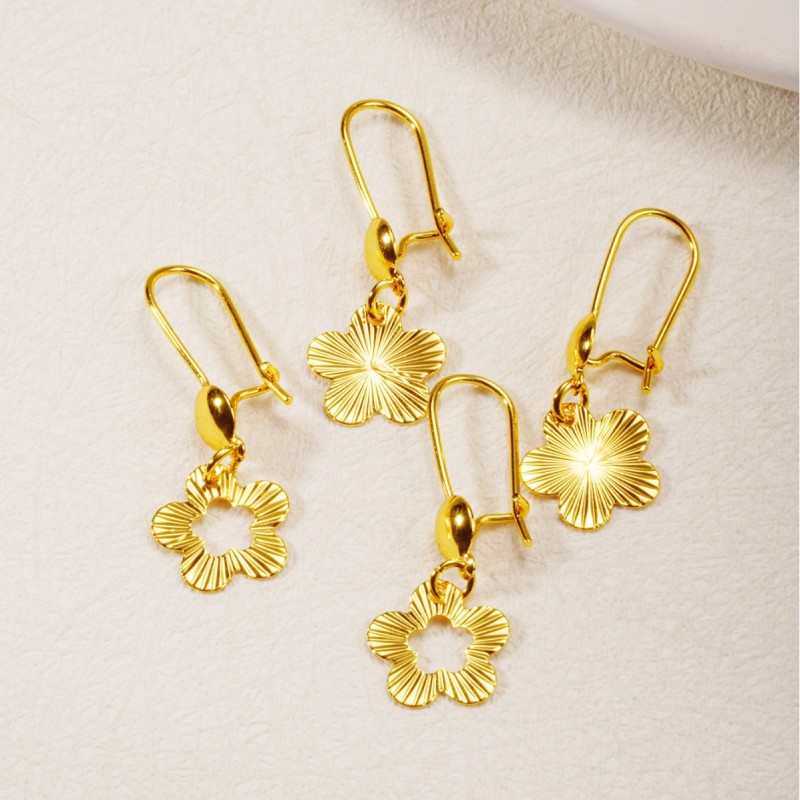 Brass Gold Plated Earrings for Women, European Vintage Elegant Jewelry Wholesale