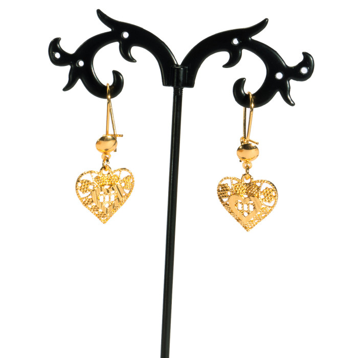 Tassel Heart Gold Plated Earrings for Women, Dubai Middle East Niche Premium Jewelry Wholesale